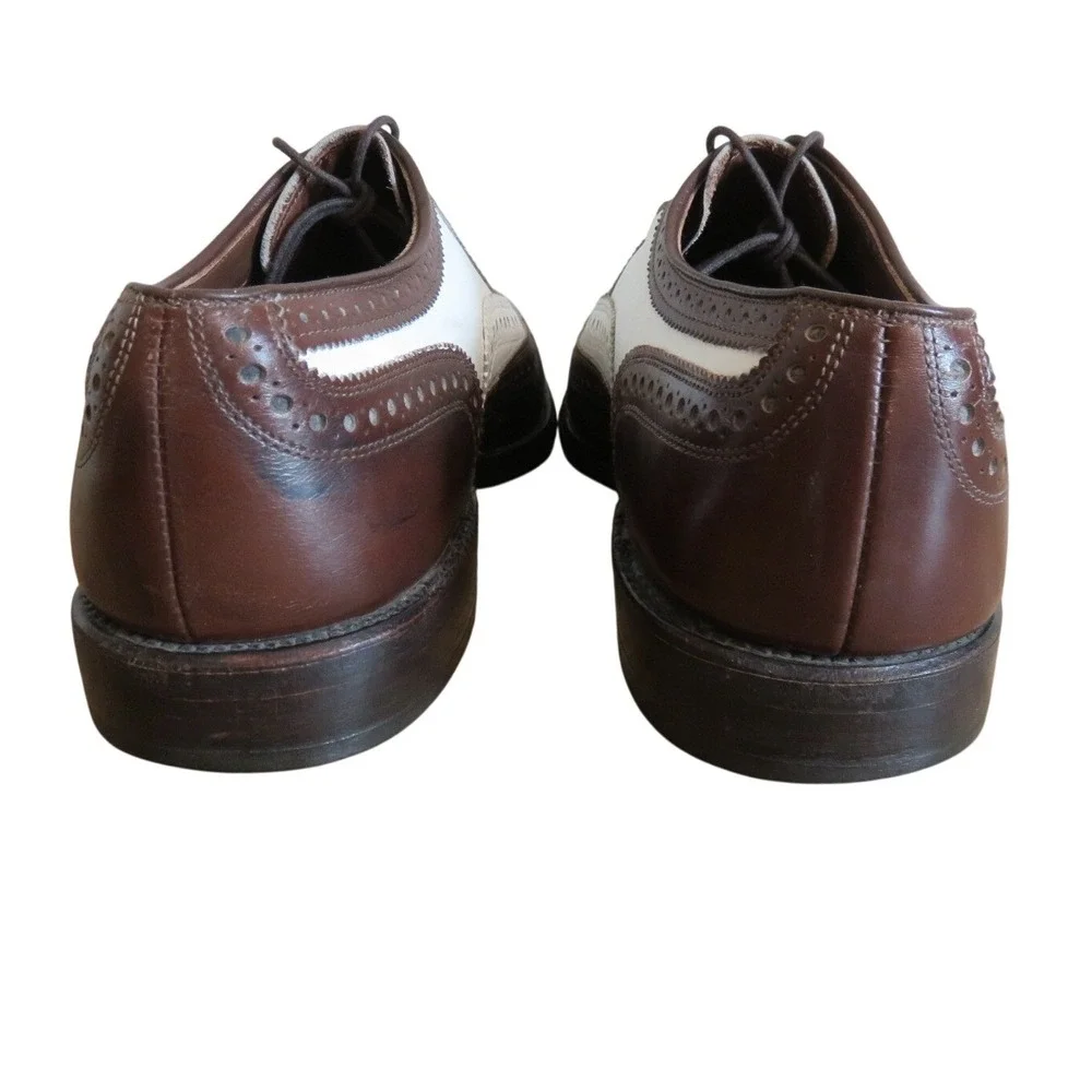 Allen Edmonds Broadstreet Brown White Leather Spectator Wingtip Oxford Shoes 8 D